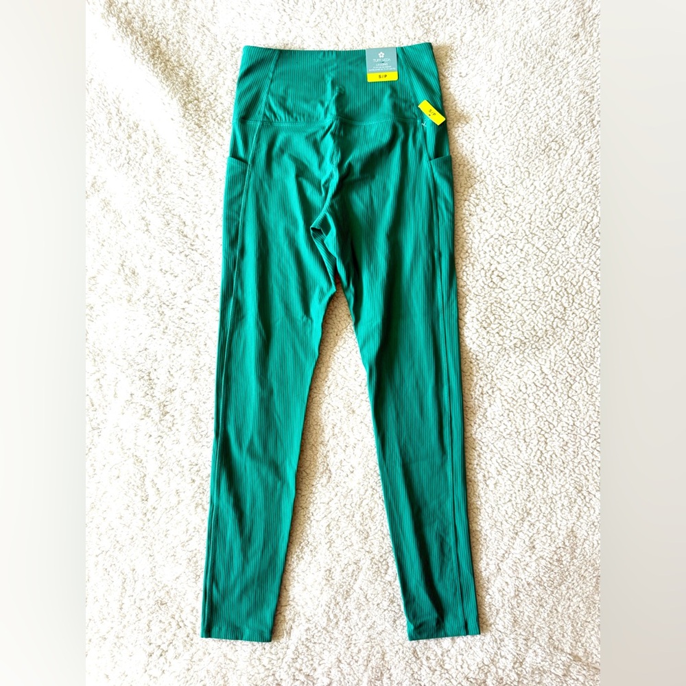 Tuff Athletics Ribbed Leggings Bright Green Women’s Size Small New with Tags